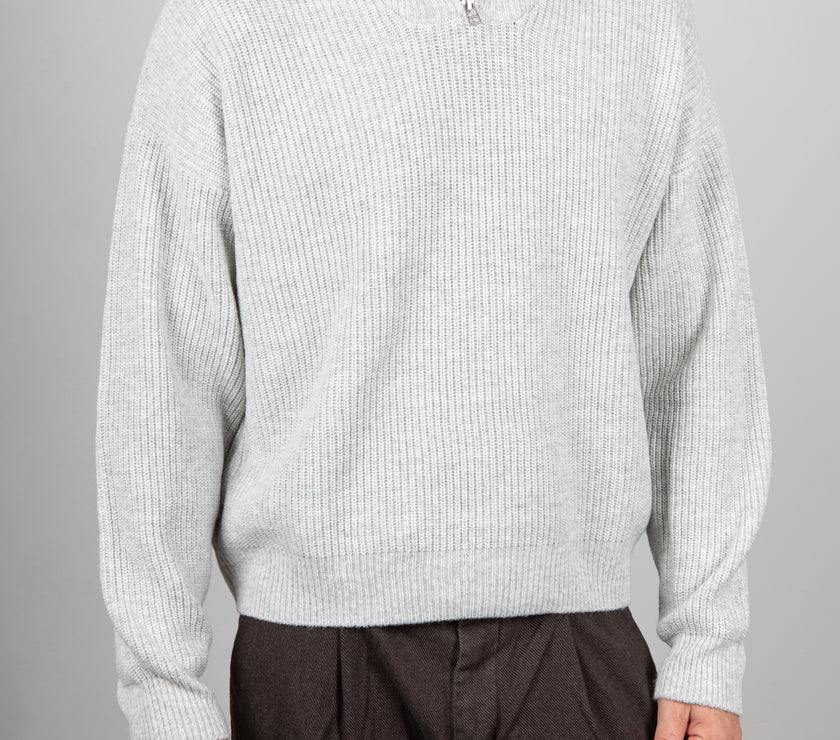 Maglione Cropped Half Zip WOODBIRD-GRIGIO MELANGE 2536-805