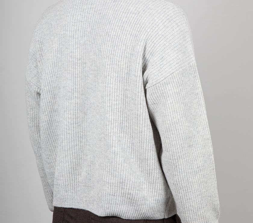 Maglione Cropped Half Zip WOODBIRD-GRIGIO MELANGE 2536-805