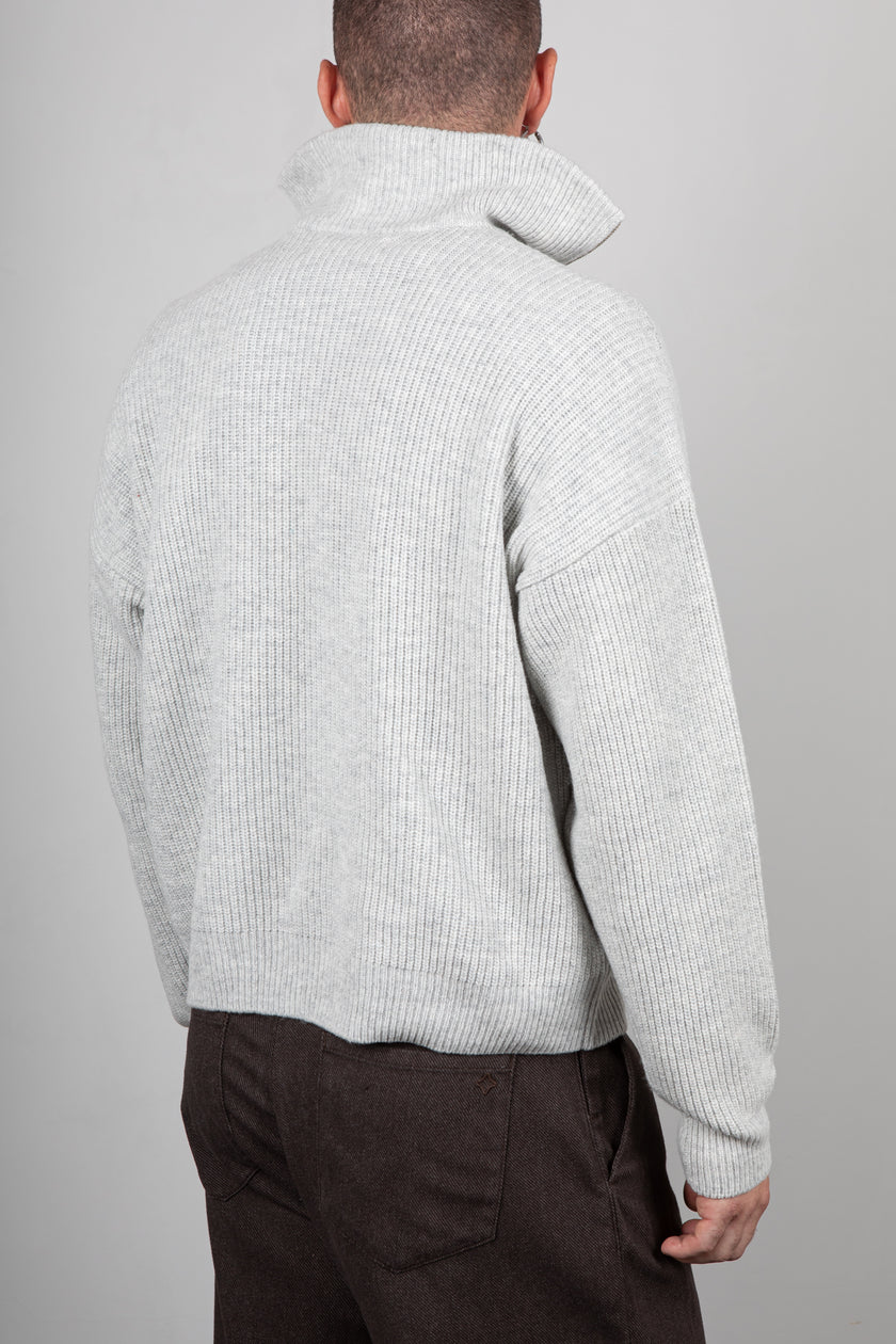 Maglione Cropped Half Zip WOODBIRD-GRIGIO MELANGE 2536-805
