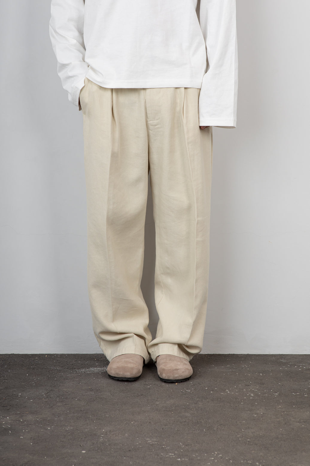 Pantalone palazzo misto lino TELAMIRA - CTP06078 BURRO