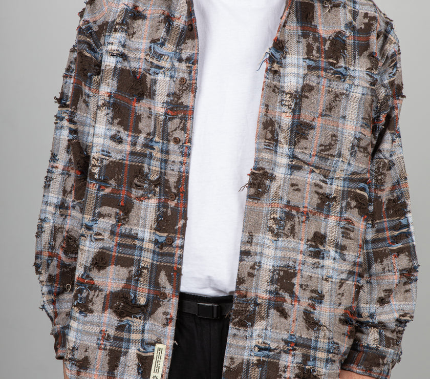 Camicia Destroyed WOODBIRD-2536-719