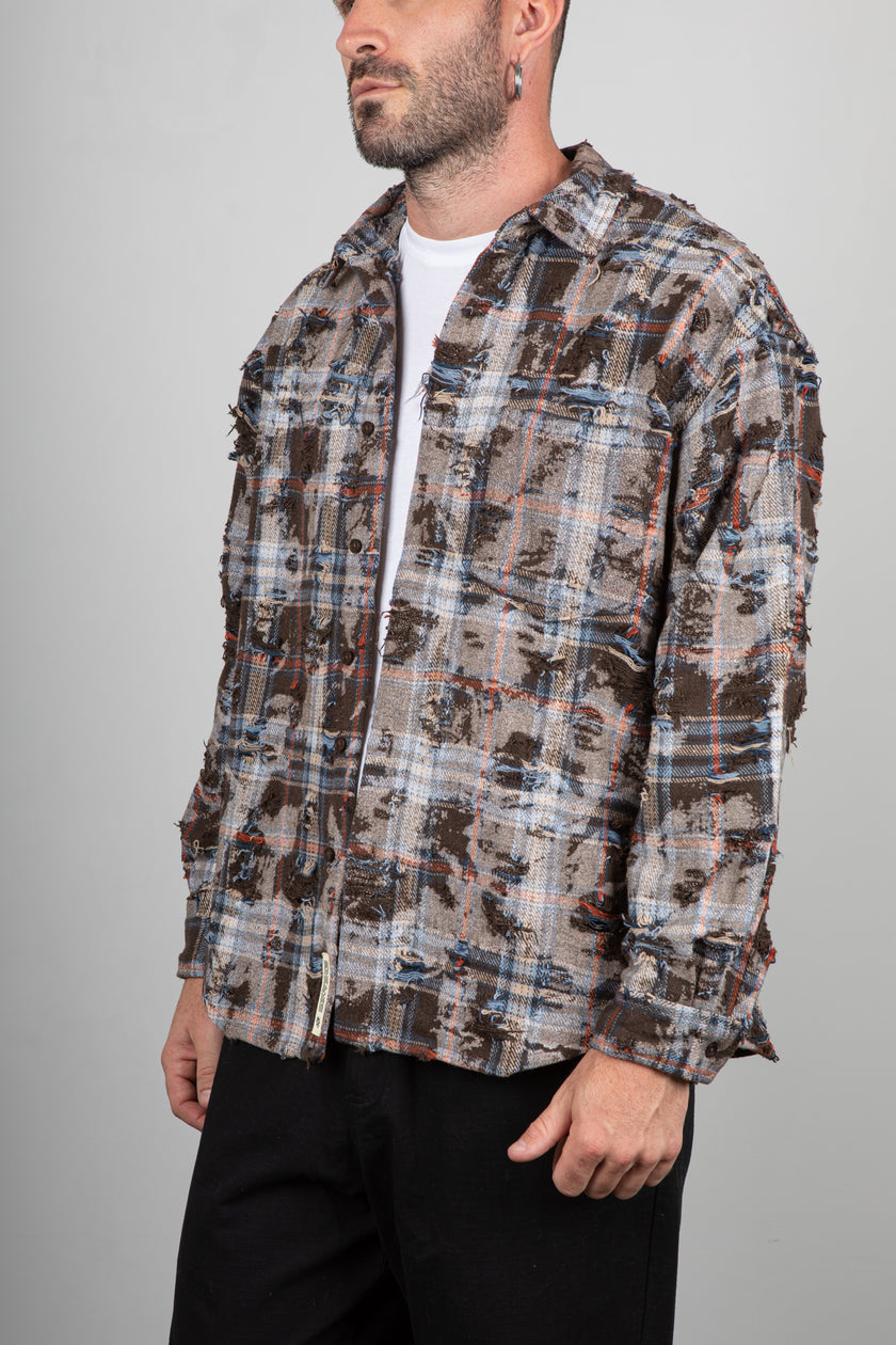 Camicia Destroyed WOODBIRD-2536-719