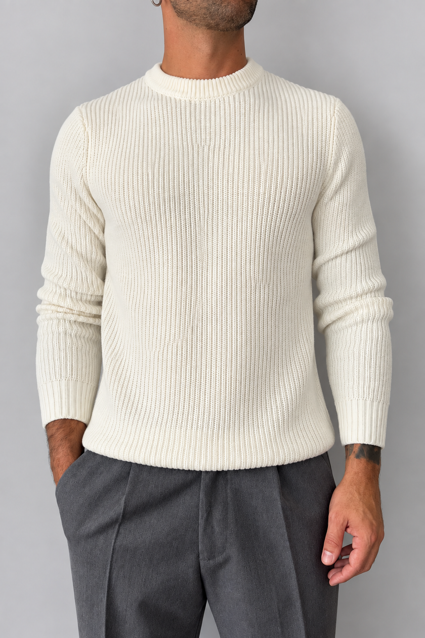 Maglione costa inglese TELAMIRA - MV-032 PANNA