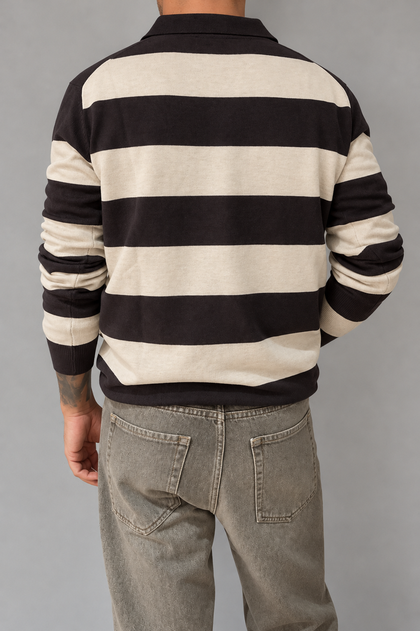 Polo rigata HAMAKI-OH - 3260H MORO BEIGE
