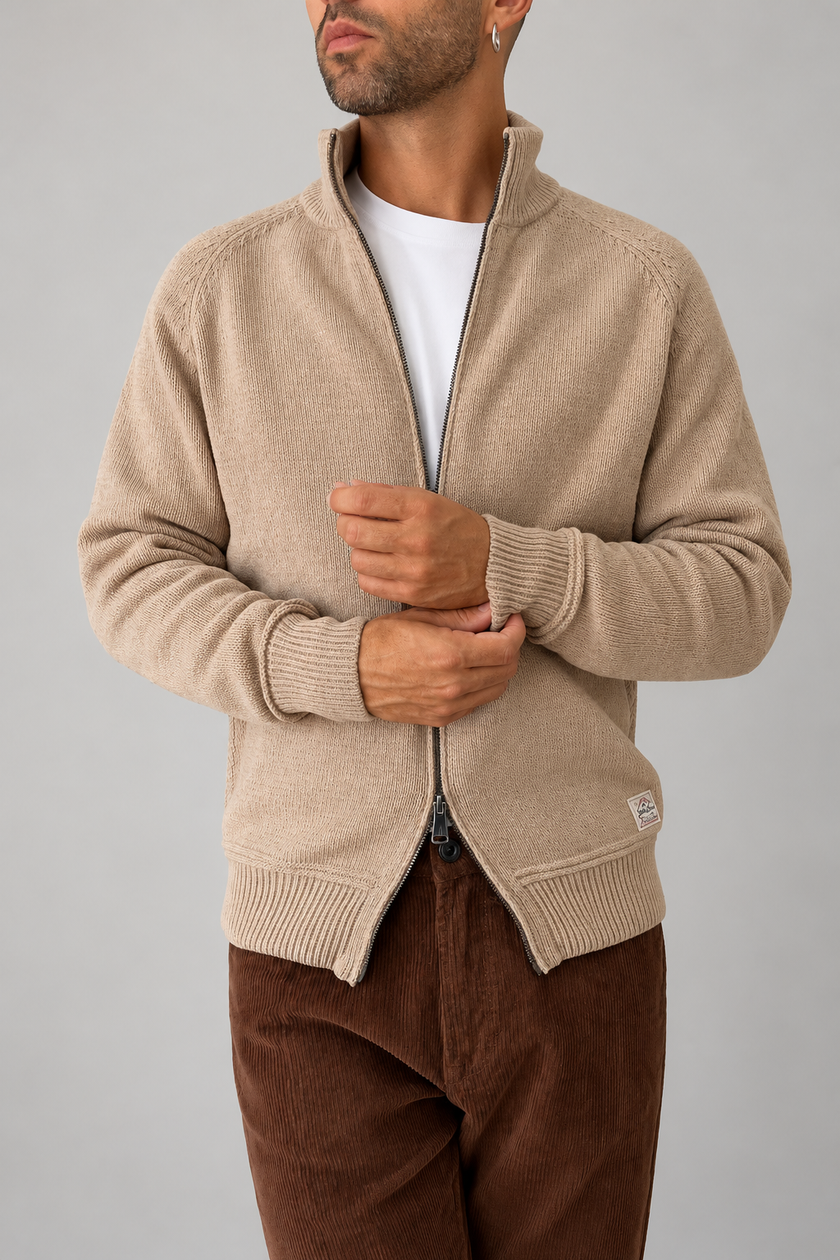 Full zipped cardigan GIANNI LUPO - GL35633 BEIGE