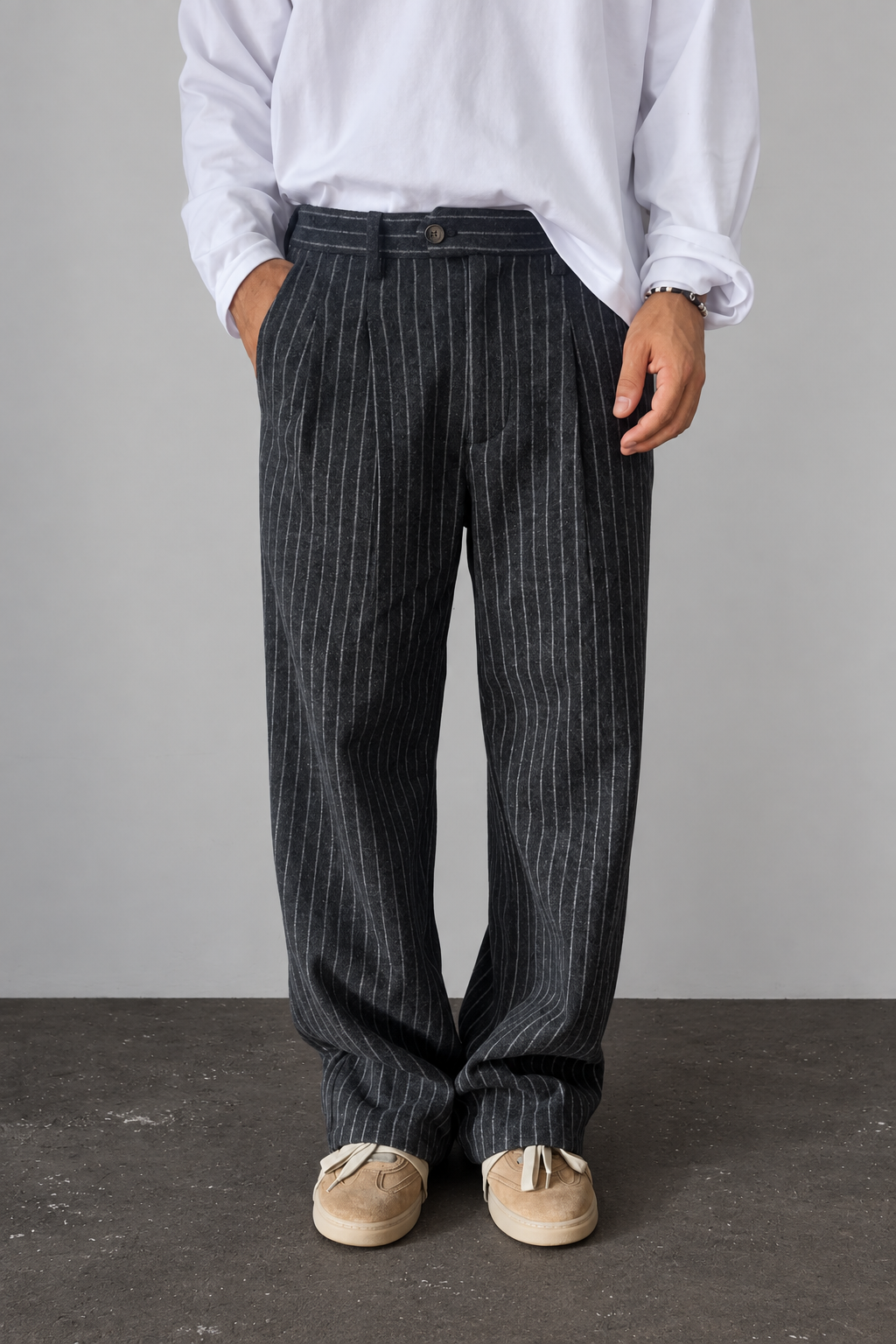 Pantalone gessato PROHIBITED - 3010187 DARK GREY