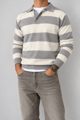 Polo rigata HAMAKI-OH - 3260H PANNA GRIGIO