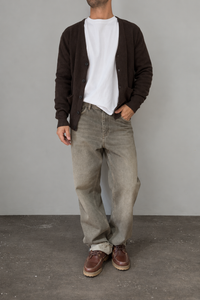 Cardigan punto tessuto HAMAKI-OH - 3251H TESTA DI MORO