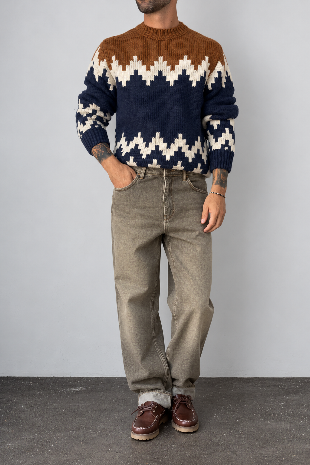 Maglione jacquard GIANNI LUPO - BW1039 NAVY
