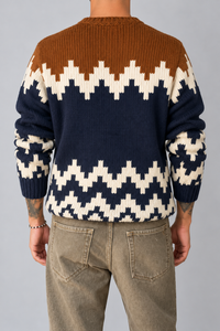 Maglione jacquard GIANNI LUPO - BW1039 NAVY