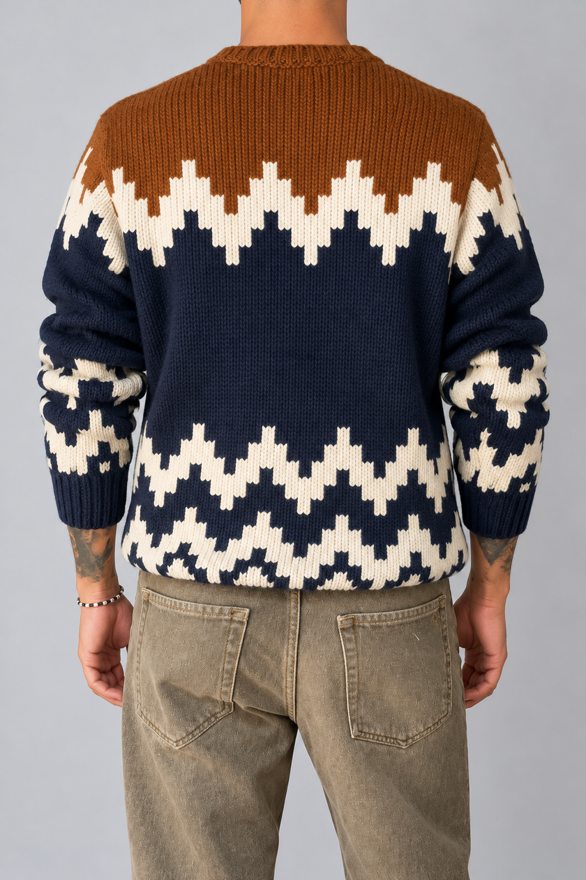 Maglione jacquard GIANNI LUPO - BW1039 NAVY