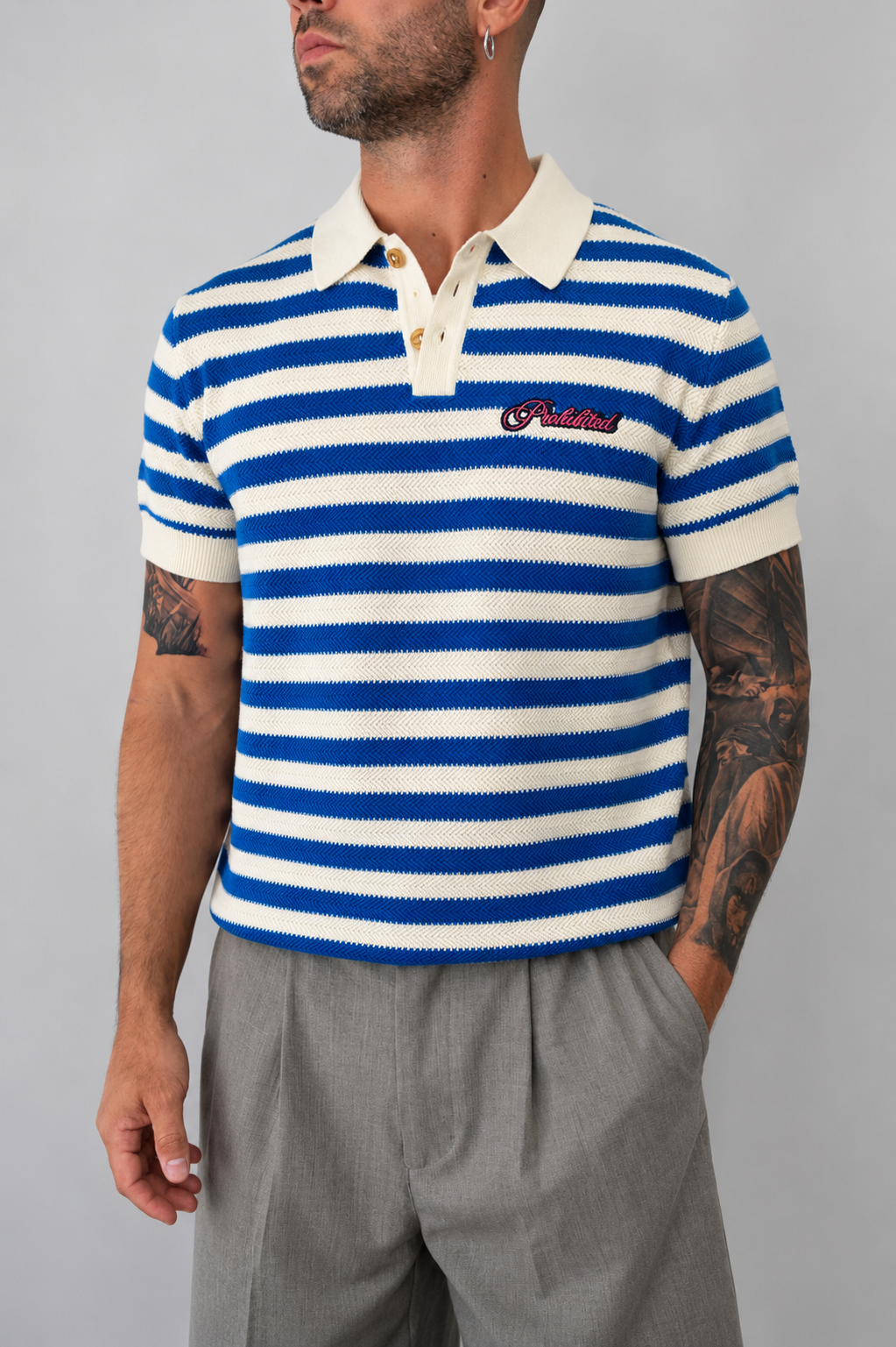 TAGLIE MANCANTI IN RIASSORTIMENTO, SCRIVICI PER AVERE LA TUA                               Polo in maglia PROHIBITED - 1030108 BLUE