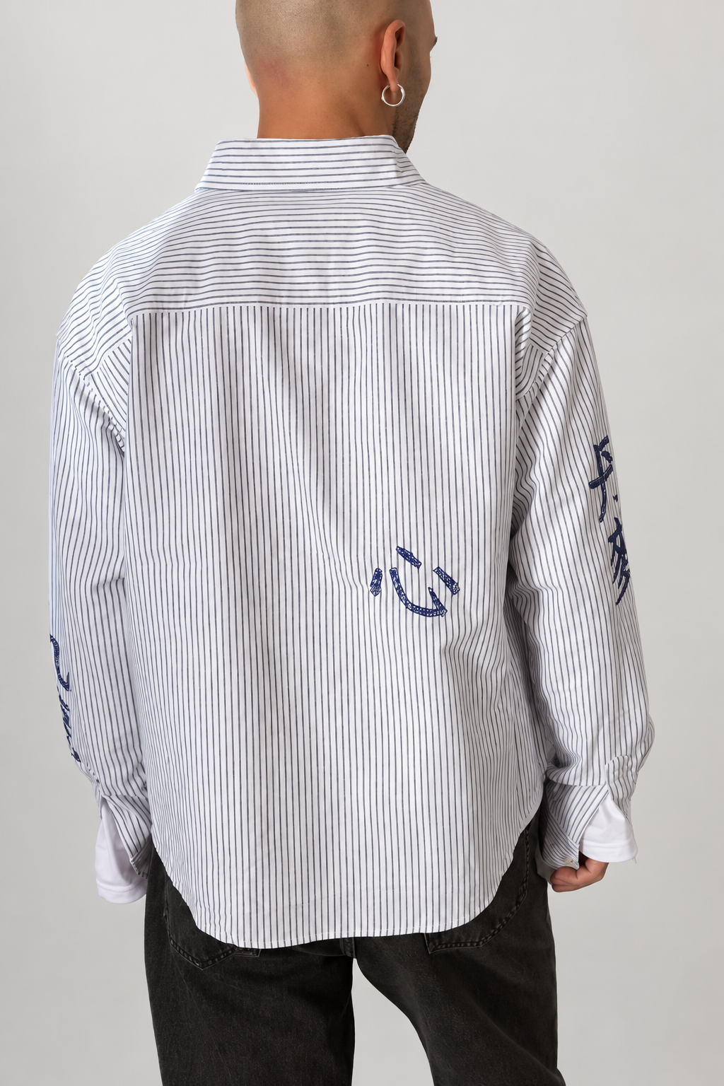 Camicia ideogrammi WOODBIRD - 2636-707 WHITE NAVY