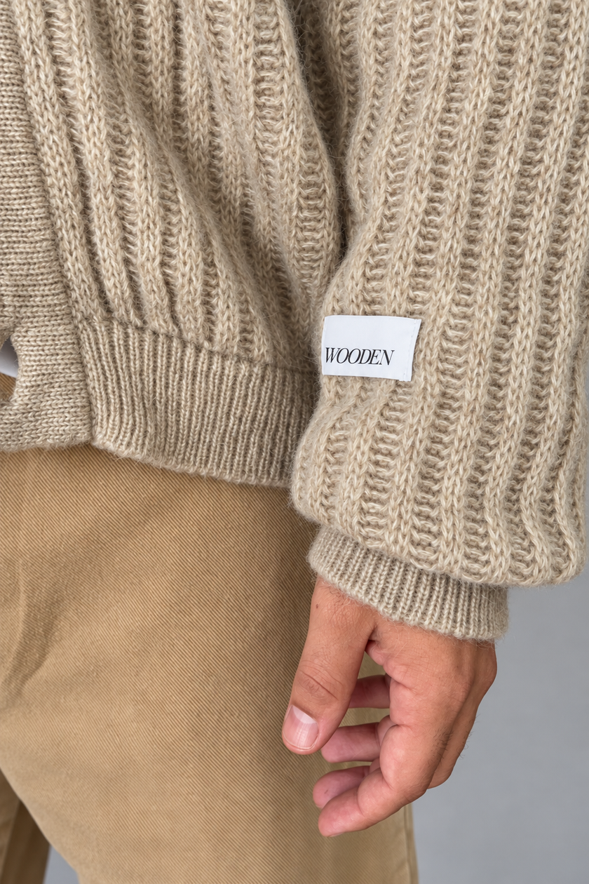 Cardigan a coste WOODEN - BRUNICO BEIGE