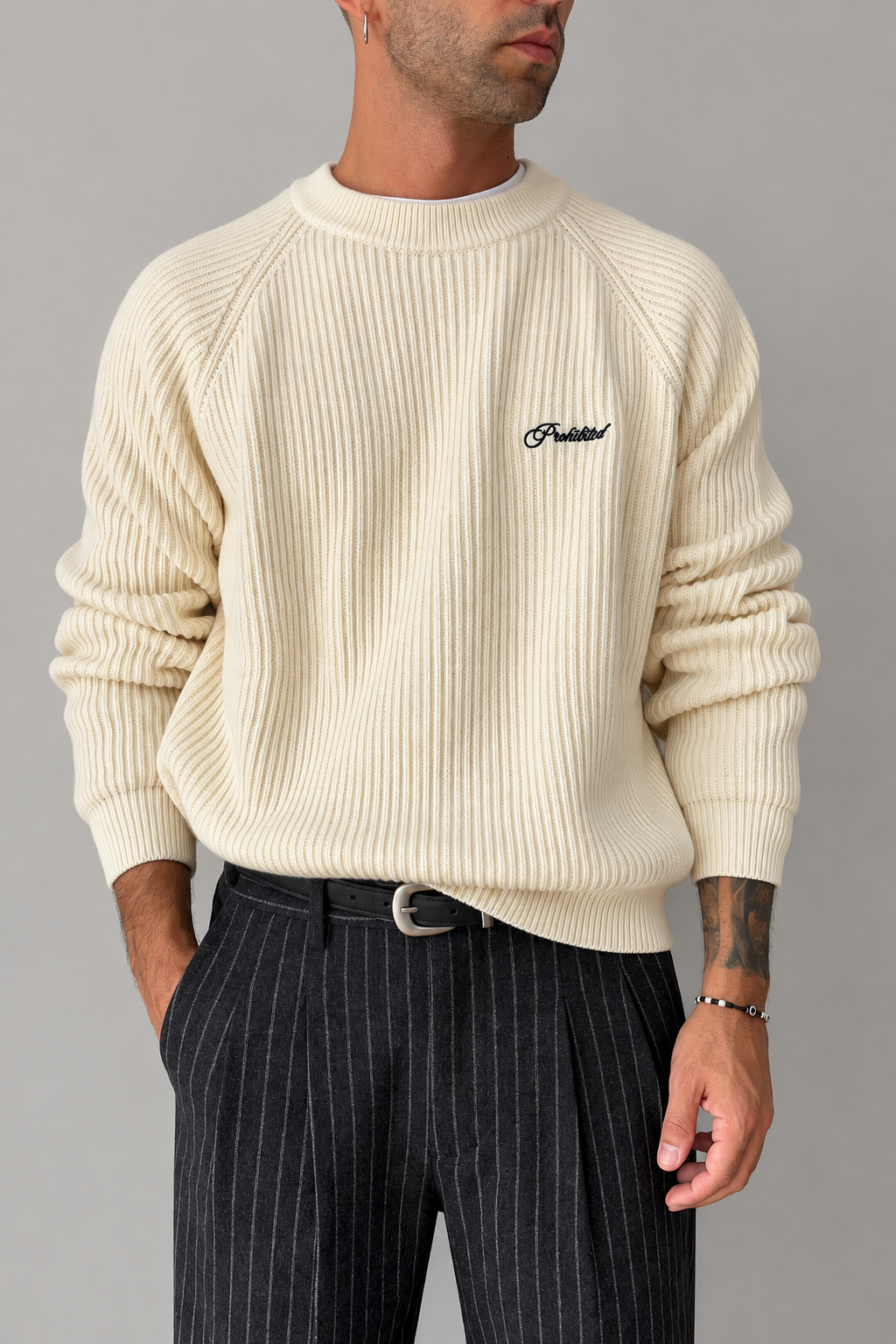 Maglione oversize PROHIBITED - CAMPUS CREAM