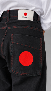 Jeans WOODEN - JAPAN RAW BLACK RED