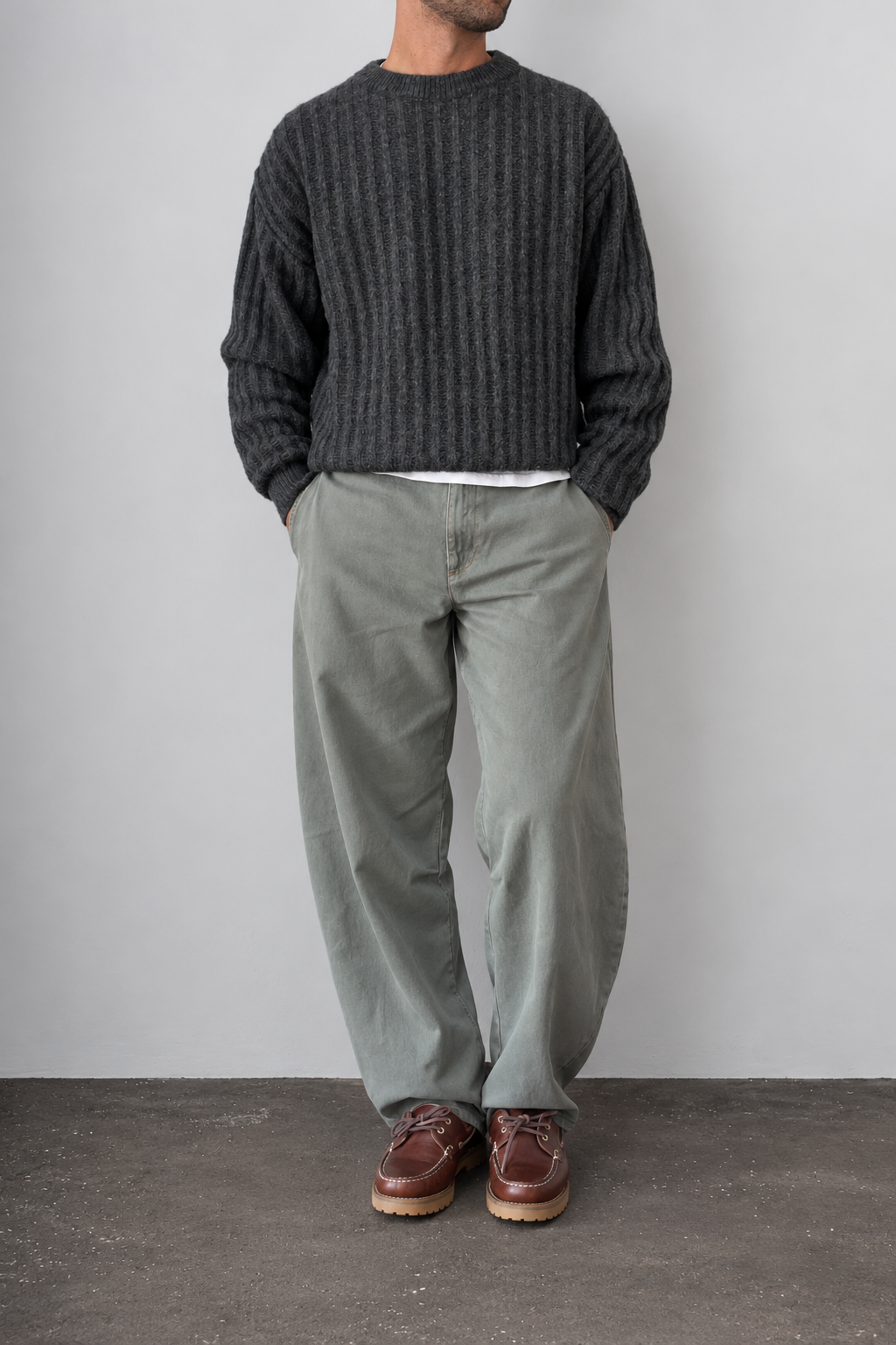 Maglione a coste WOODEN - CADORE ANTRACITE