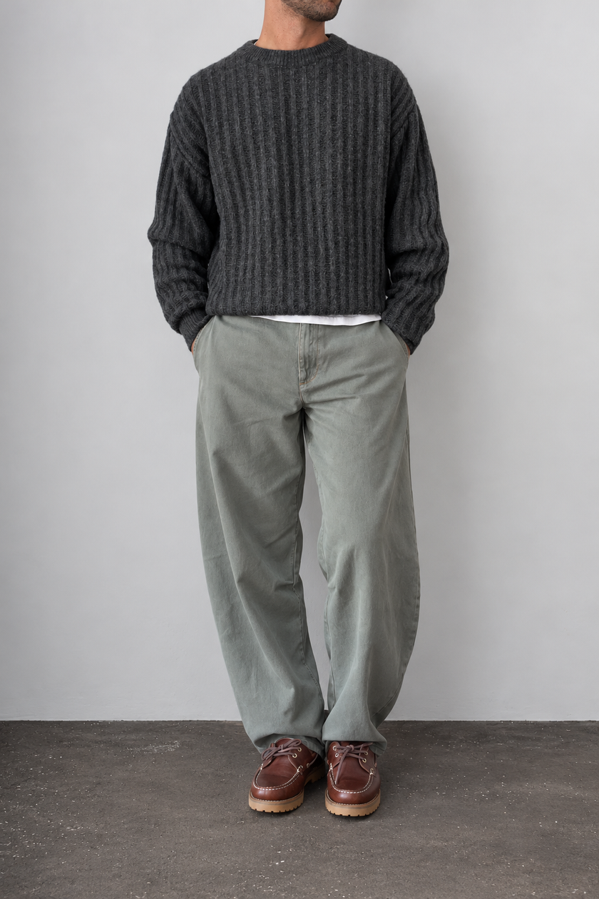 Maglione a coste WOODEN - CADORE ANTRACITE