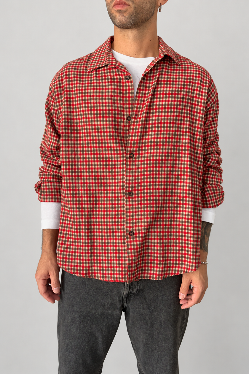 Camicia quadri cropped STILOSOPHY - SACRAMENTO ROSSO