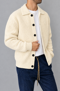 Cardigan costa inglese HAMAKI-OH - 3227H BIANCO