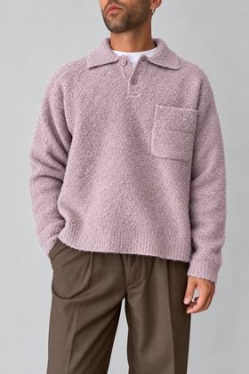 Polo bouclé WOODBIRD - 2536-804 DUSTY VIOLET