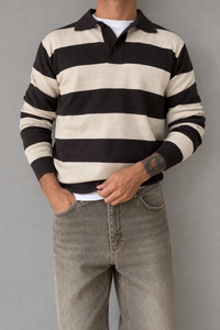Polo rigata HAMAKI-OH - 3260H MORO BEIGE