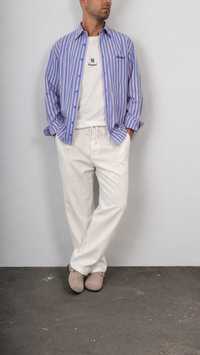 Pantaloni in lino WOODBIRD - 2416-202 OFF WHITE