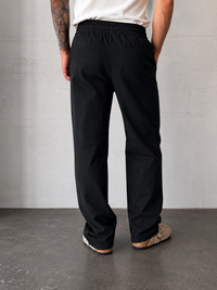 Pantaloni in lino WOODBIRD - 2416-202 BLACK