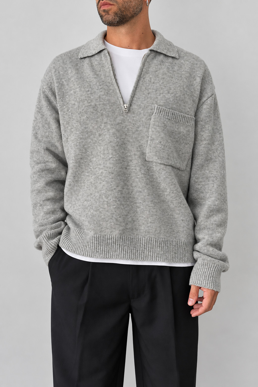 Polo 1/2 zip WOODBIRD - 2636-803 GRIGIO