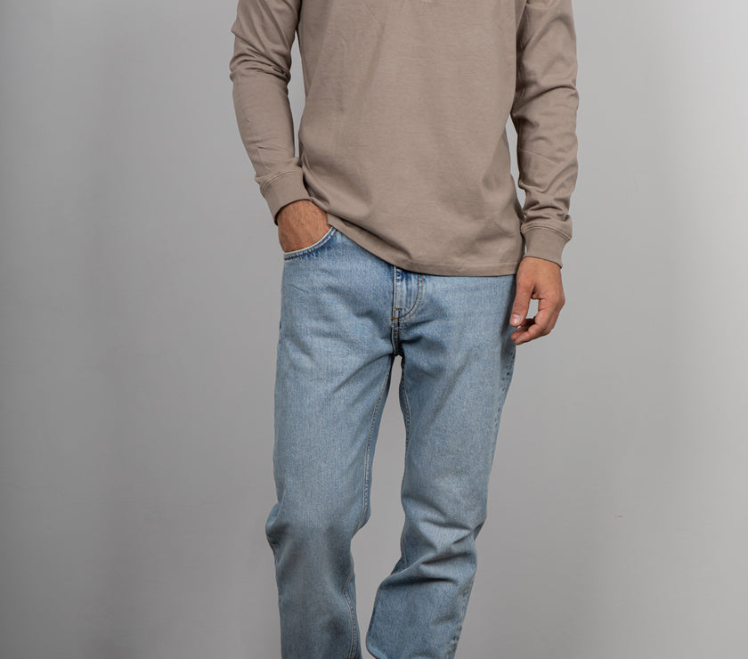 T-shirt serafino manica lunga LANDEK - BEIGE MSL02