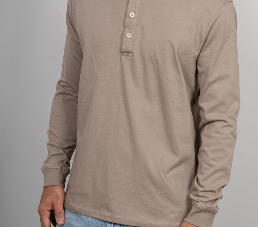 T-shirt serafino manica lunga LANDEK - BEIGE MSL02