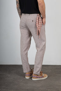 Pantalone misto lino TREZ - PURO-2233 NOCCIOLA 801
