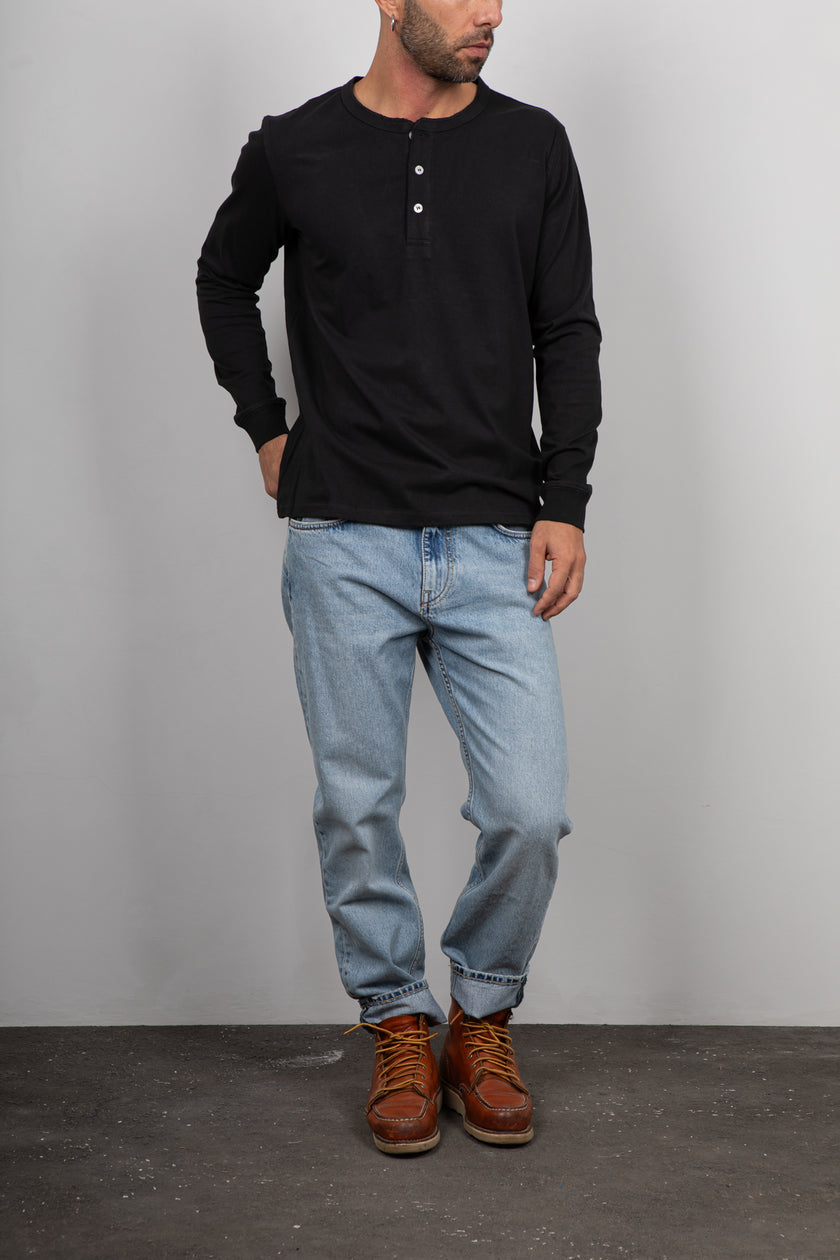 T-shirt serafino manica lunga LANDEK - NERO MSL02