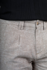 Pantalone misto lino TREZ - PURO-2233 NOCCIOLA 801