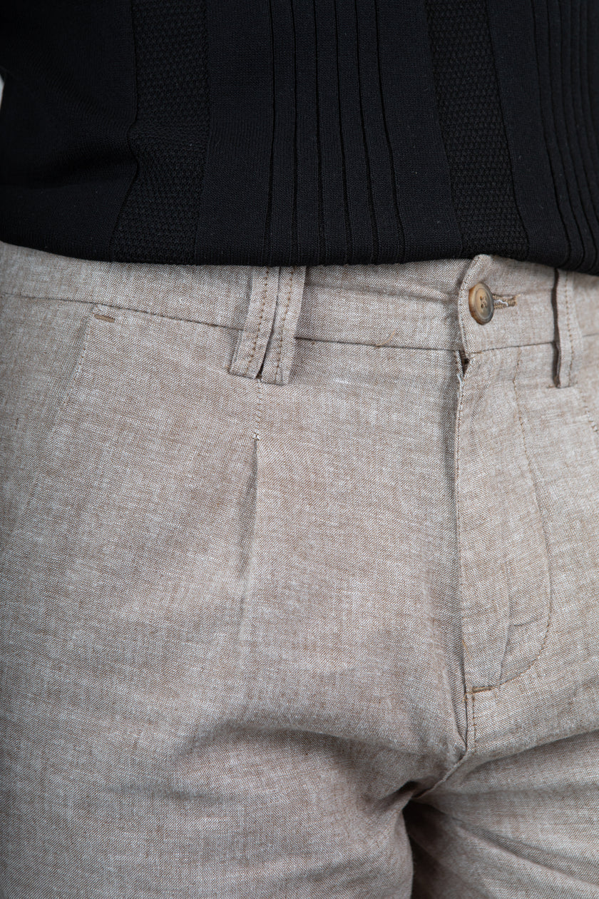 Pantalone misto lino TREZ - PURO-2233 NOCCIOLA 801