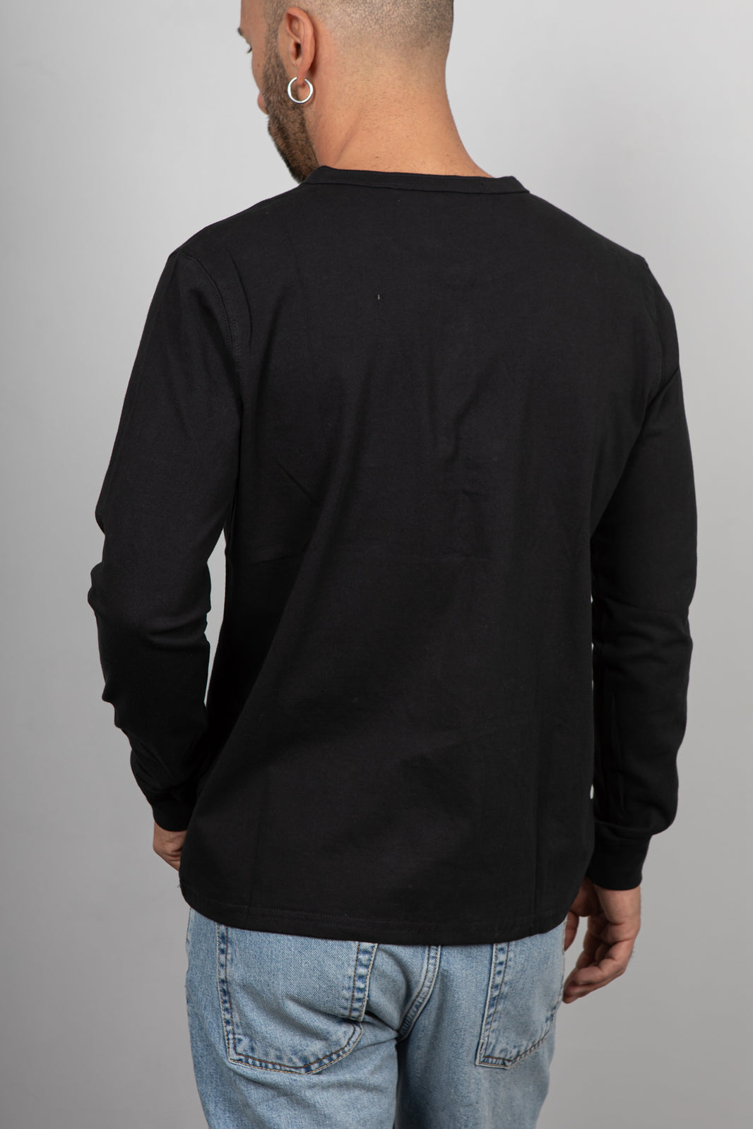 T-shirt serafino manica lunga LANDEK - NERO MSL02