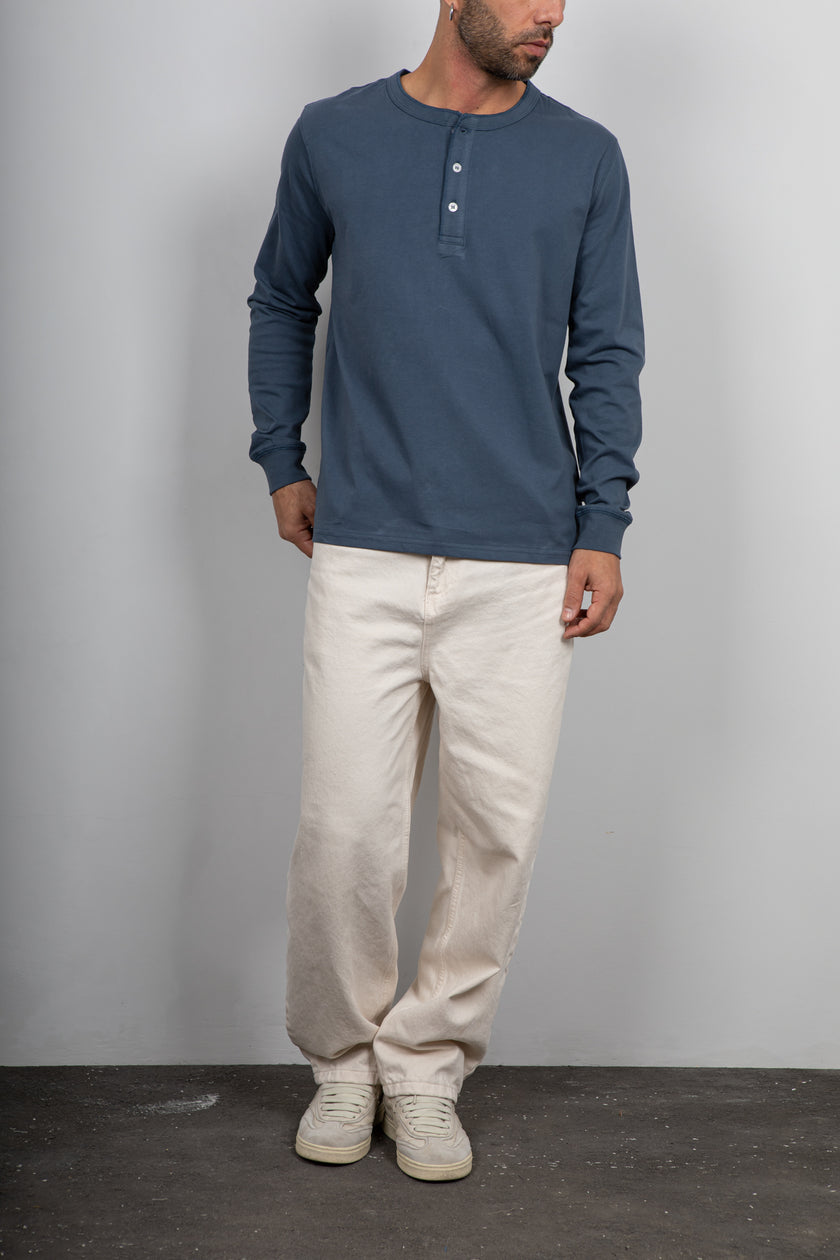 T-shirt serafino manica lunga LANDEK - DENIM MSL02