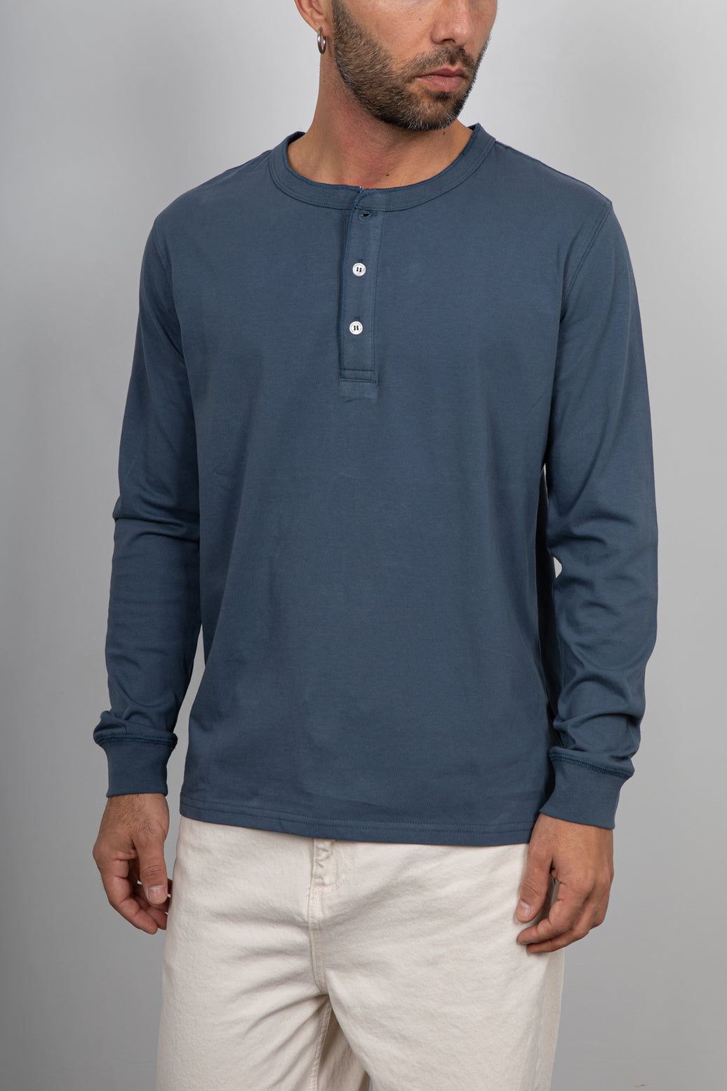 T-shirt serafino manica lunga LANDEK - DENIM MSL02