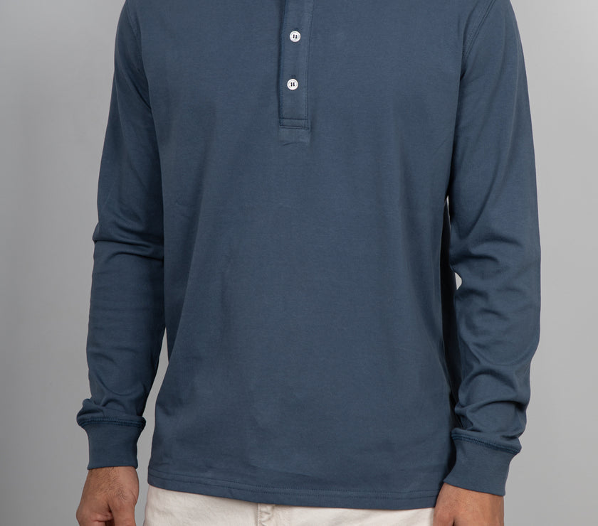 T-shirt serafino manica lunga LANDEK - DENIM MSL02