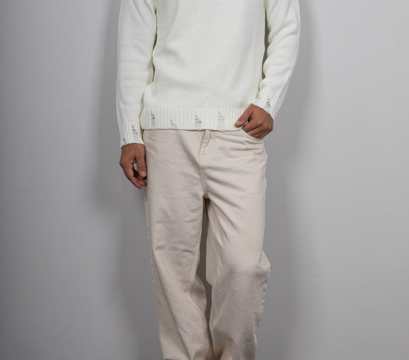 Maglione con smagliature LANDEK - PANNA 2055