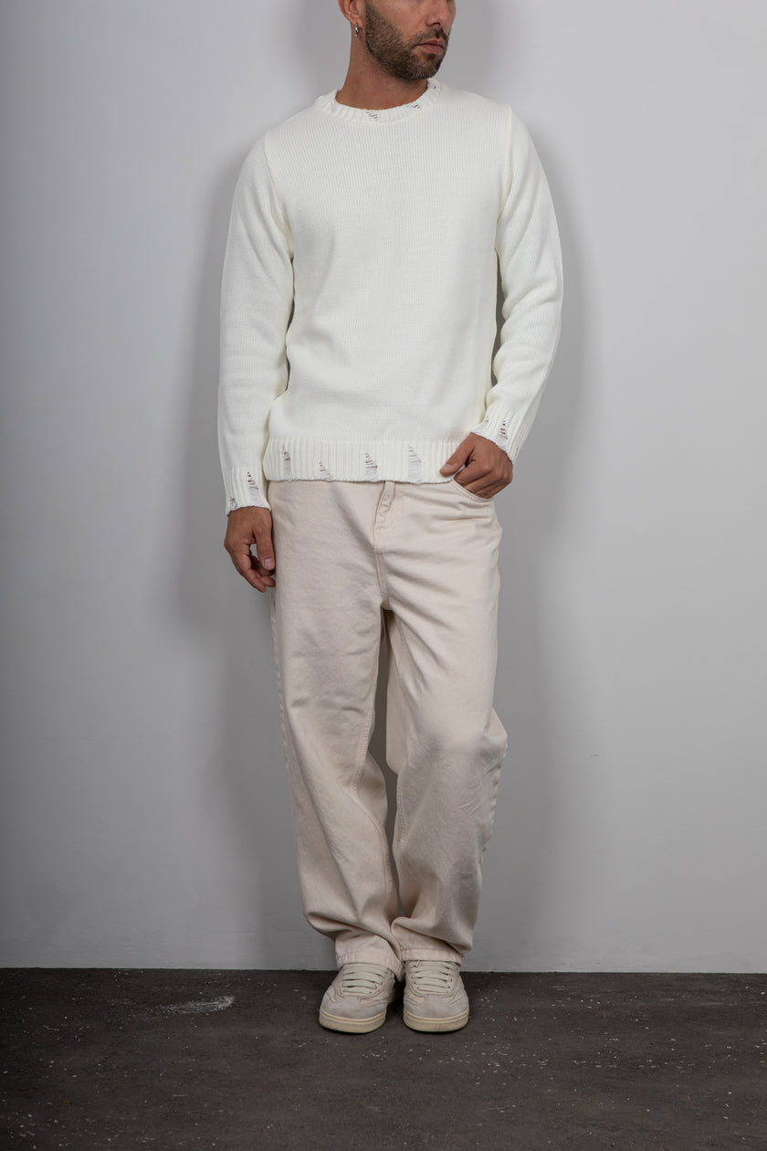 Maglione con smagliature LANDEK - PANNA 2055