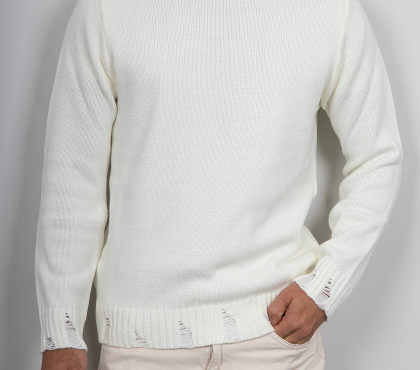 Maglione con smagliature LANDEK - PANNA 2055