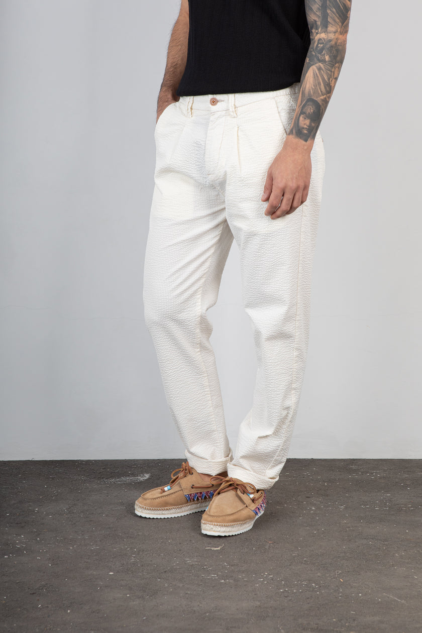 Pantalone seersucker TREZ - PURO 3030S OFFWHITE 210