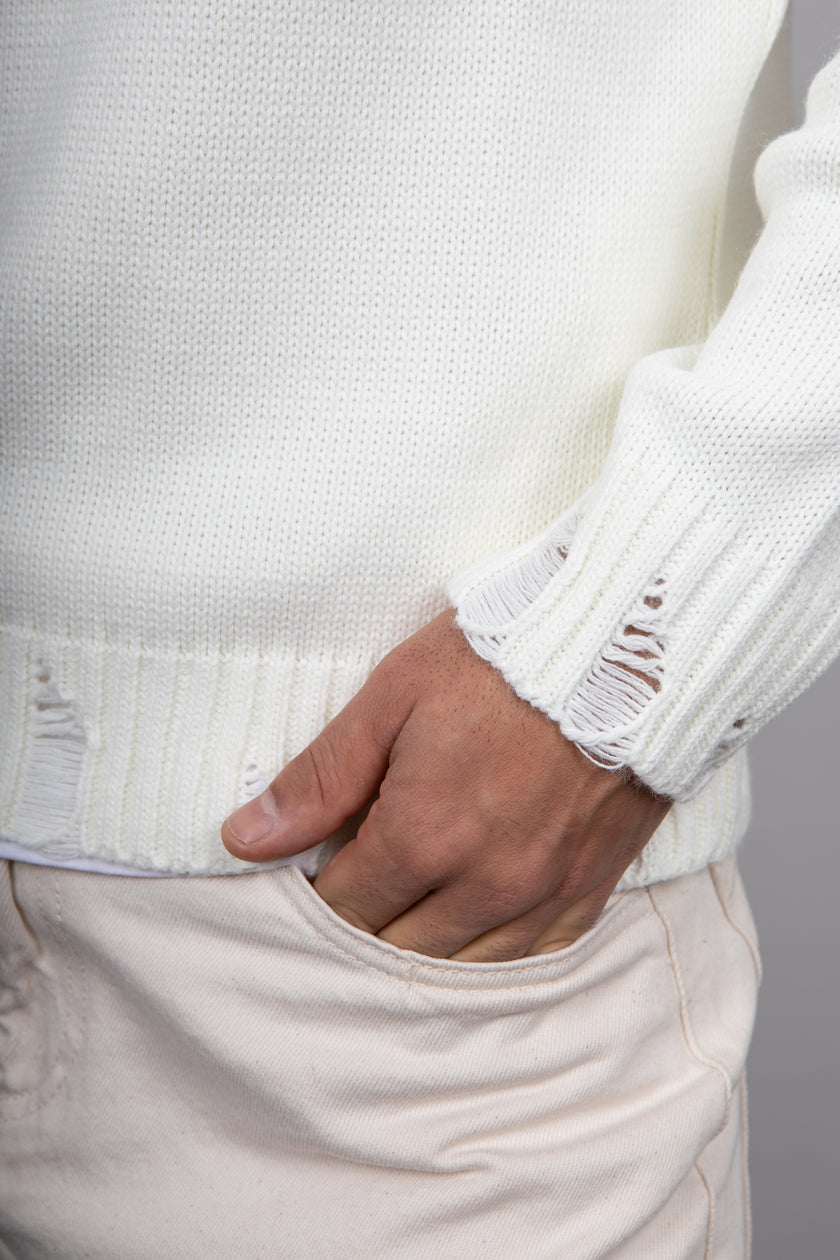 Maglione con smagliature LANDEK - PANNA 2055