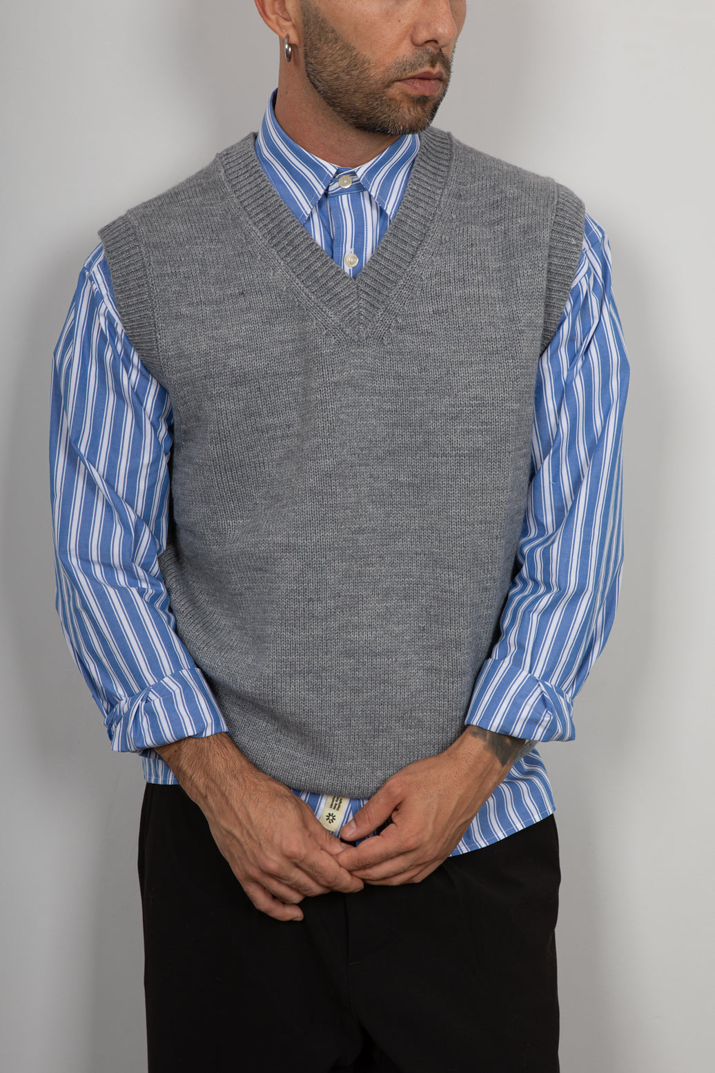 Smanicato in maglia GIANNI LUPO - GRIGIO GL35261