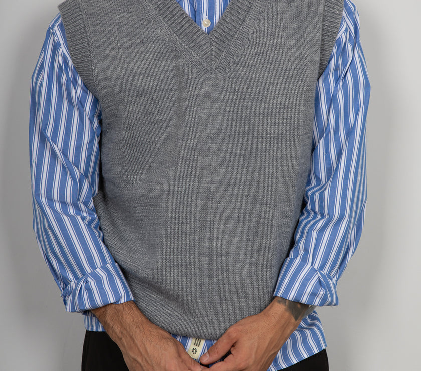 Smanicato in maglia GIANNI LUPO - GRIGIO GL35261