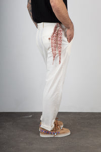 Pantalone seersucker TREZ - PURO 3030S OFFWHITE 210