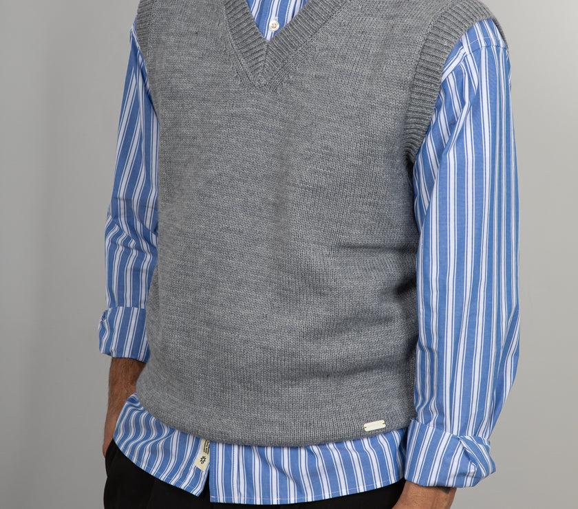 Smanicato in maglia GIANNI LUPO - GRIGIO GL35261