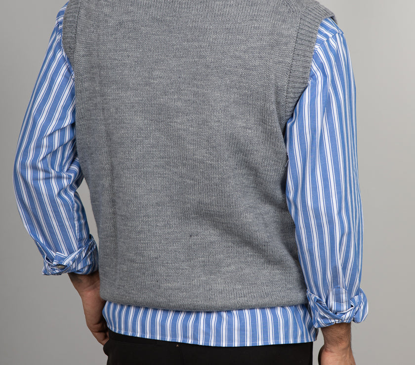 Smanicato in maglia GIANNI LUPO - GRIGIO GL35261