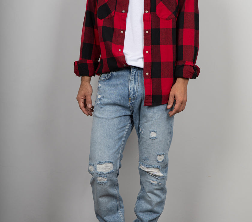 Camicia a quadri LANDEK - ROSSO LPC0205